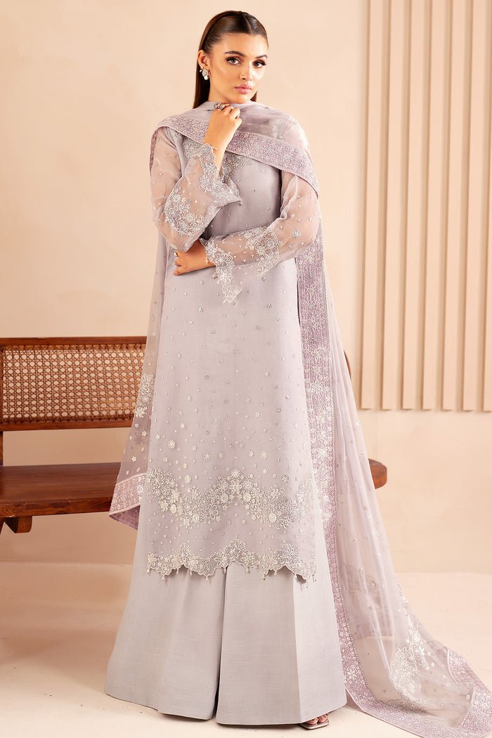 Farasha Luxury Formal Embroidered Chiffon Unstitched 3Pc Suit - Vivid
