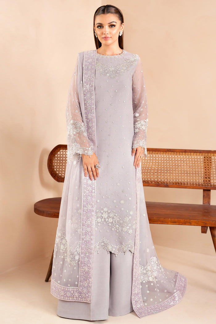 Farasha Luxury Formal Embroidered Chiffon Unstitched 3Pc Suit - Vivid