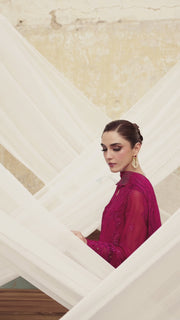 Qalamkar Embroidered Luxury Chiffon Unstitched 3Pc Suit WC-02 SIOFE