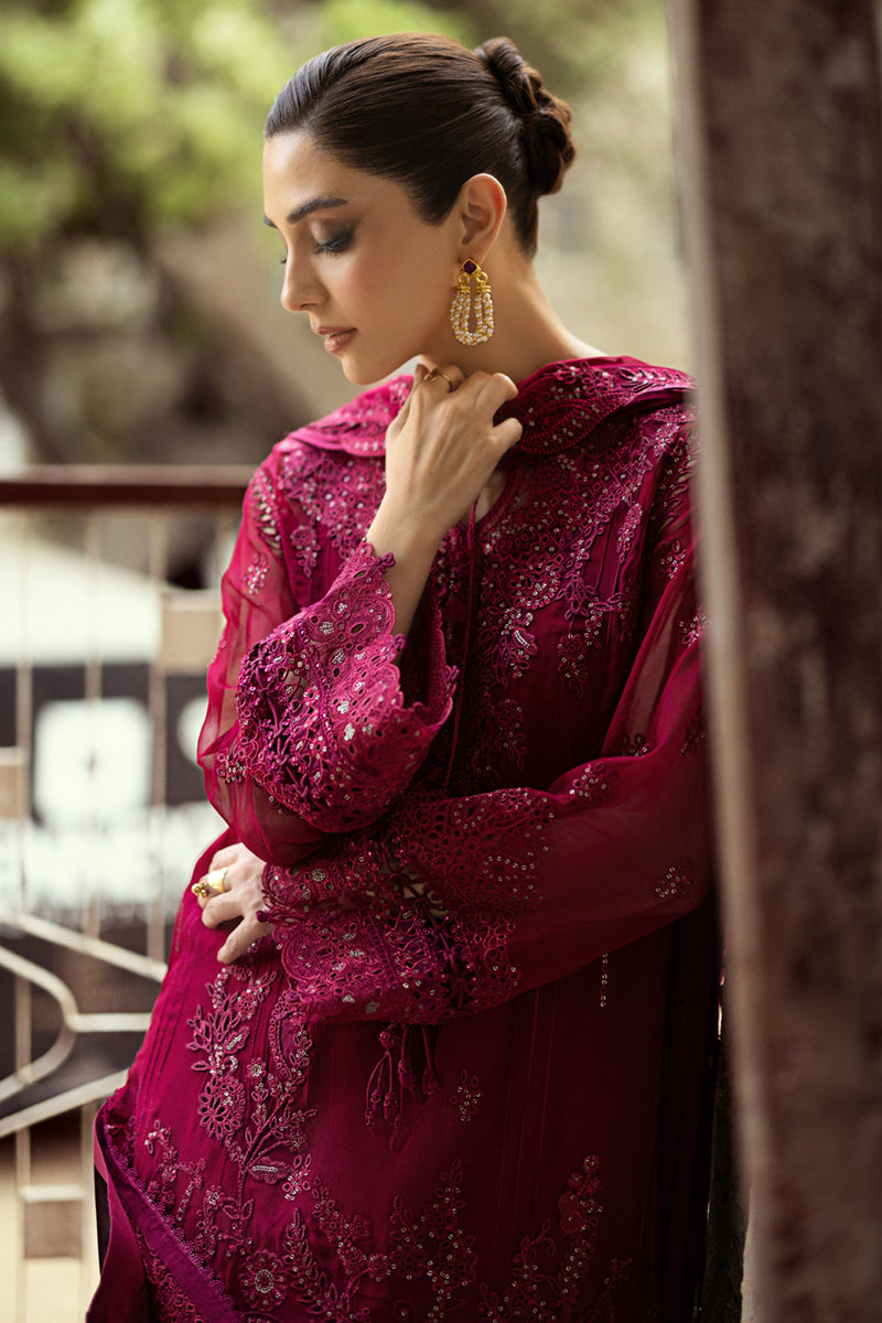 Qalamkar Embroidered Luxury Chiffon Unstitched 3Pc Suit WC-02 SIOFE