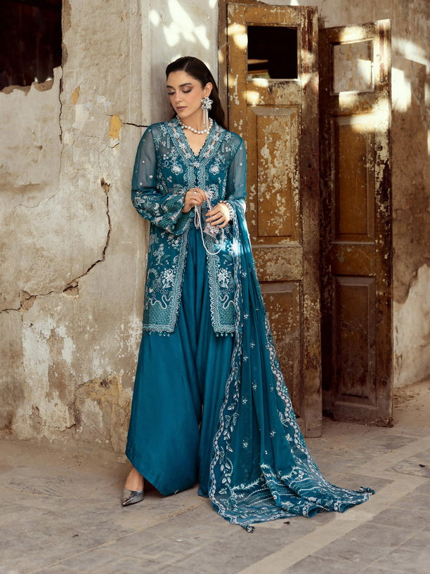 Qalamkar Embroidered Chiffon Suits Unstitched 3 Piece QLM25QC WC-04 Nessa - Formals Collection