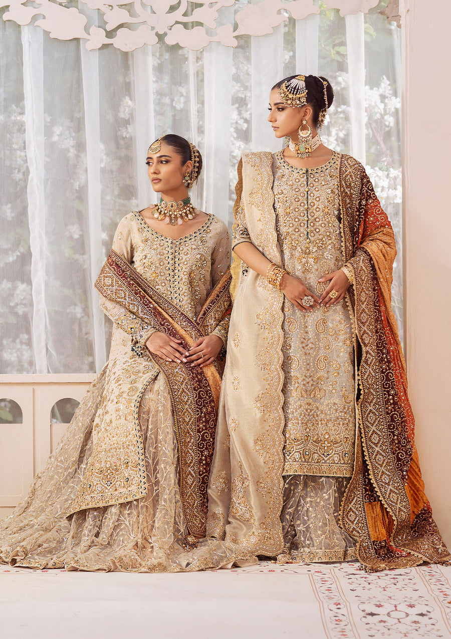 AIK Atelier Wedding Festive Embroidered Kundan Zari Unstitched 3Pc Suit LOOK-01