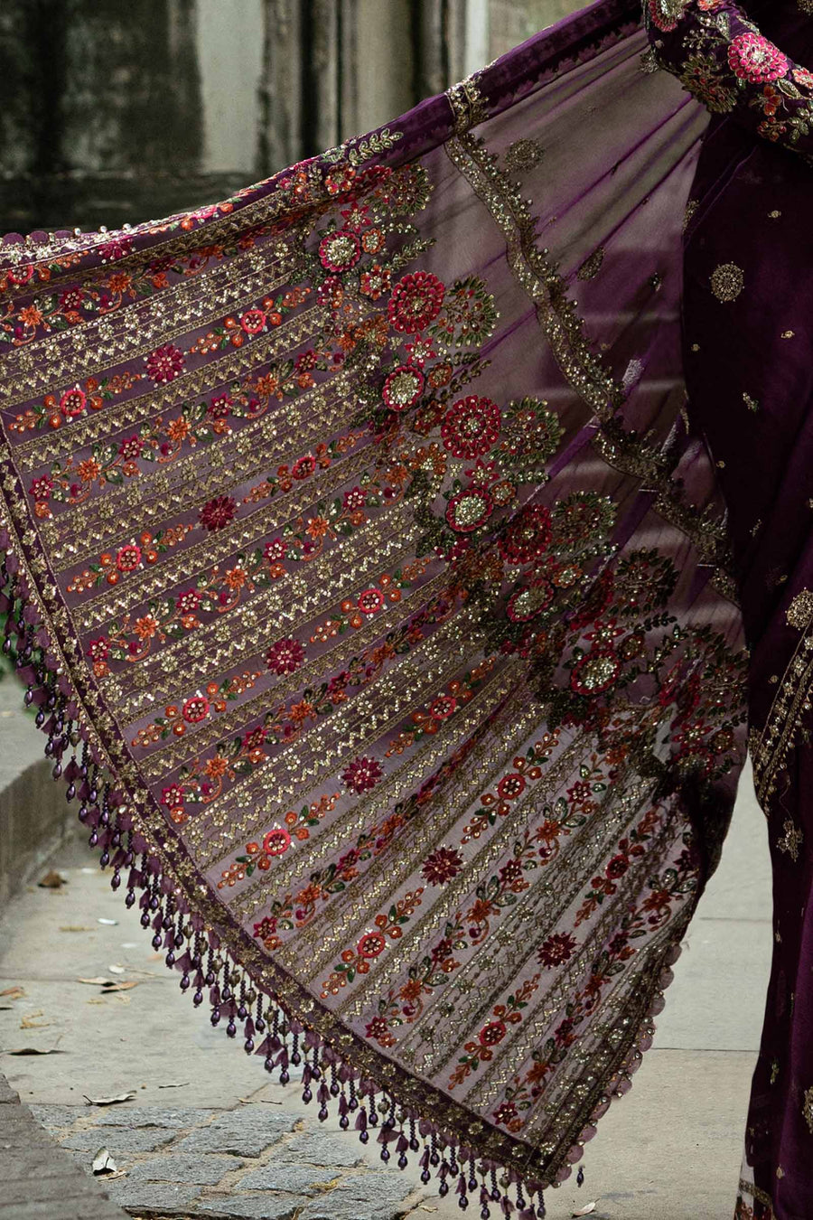 Maria.B Soiree Embroidered Chiffon Unstitched Saree WF-09-01