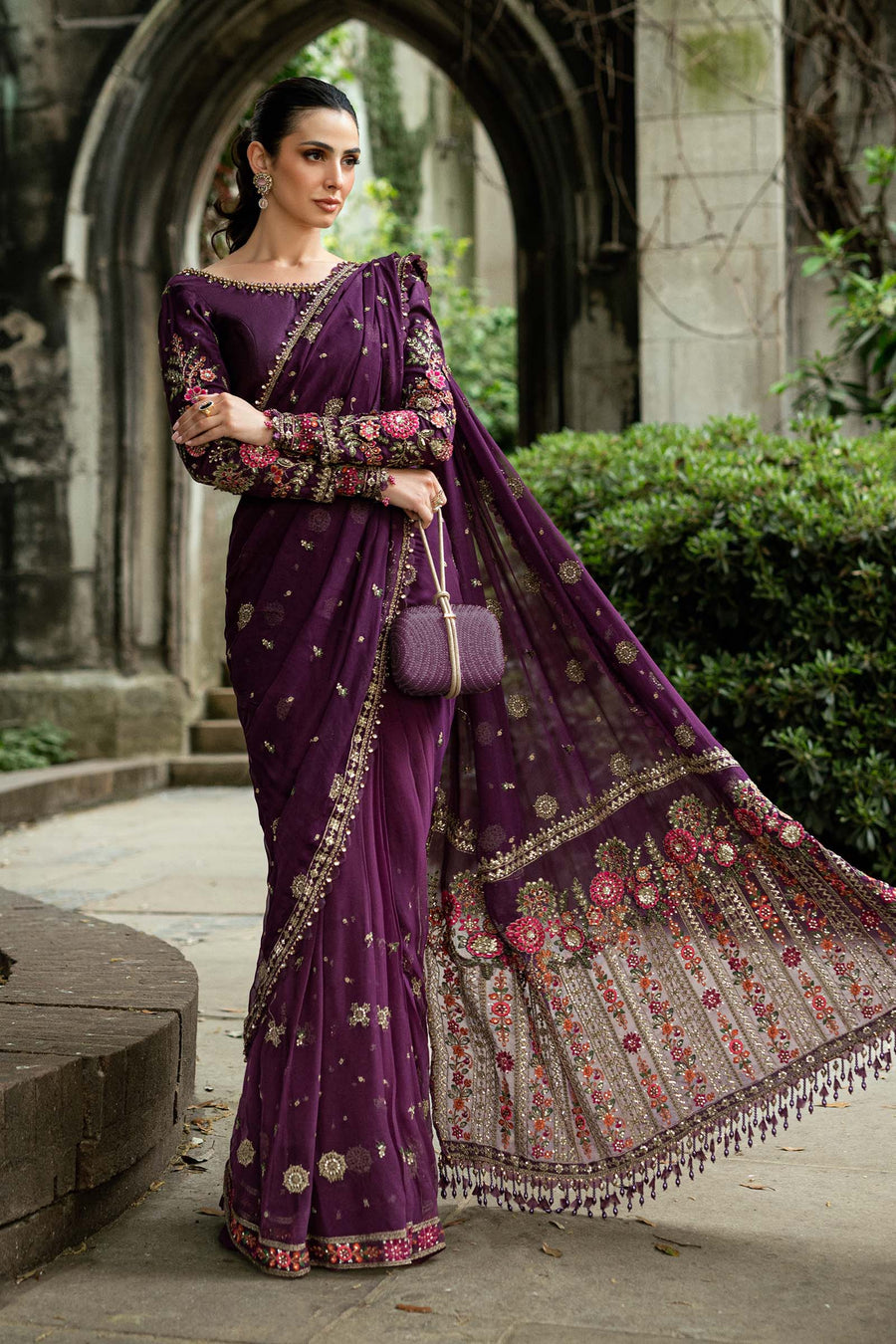 Maria.B Soiree Embroidered Chiffon Unstitched Saree WF-09-01