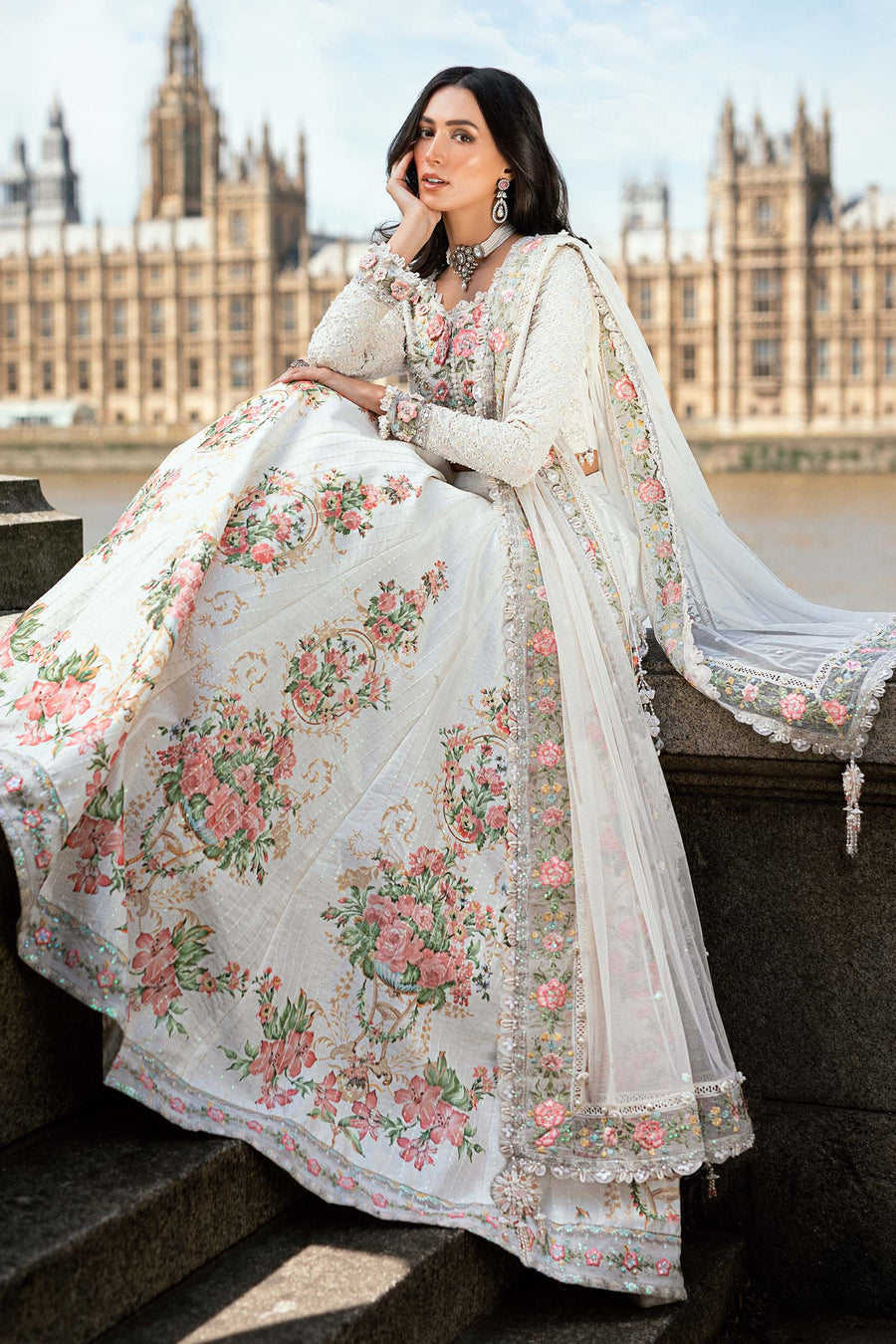 Maria.B Soiree Embroidered Raw Silk Unstitched 3Pc Suit WF-09-02