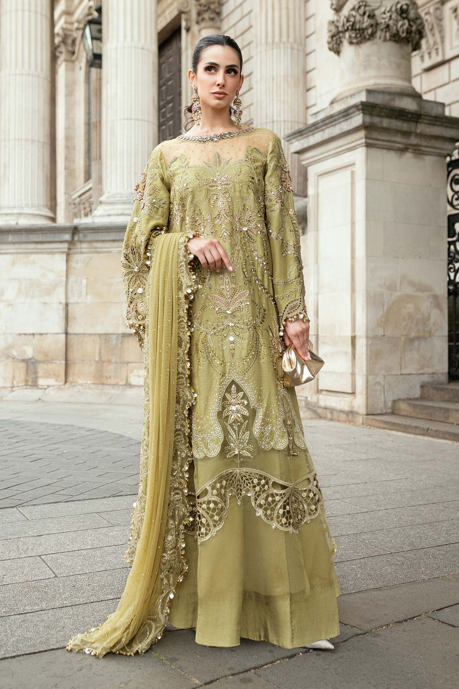 Maria.B Soiree Embroidered Raw Silk Unstitched 3Pc Suit WF-09-08