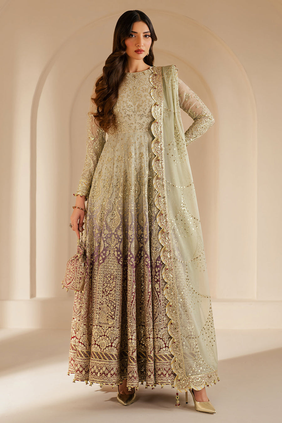 Jazmin Wedding Formal Embroidered Chiffon Unstitched 3Pc Suit WF'25-01
