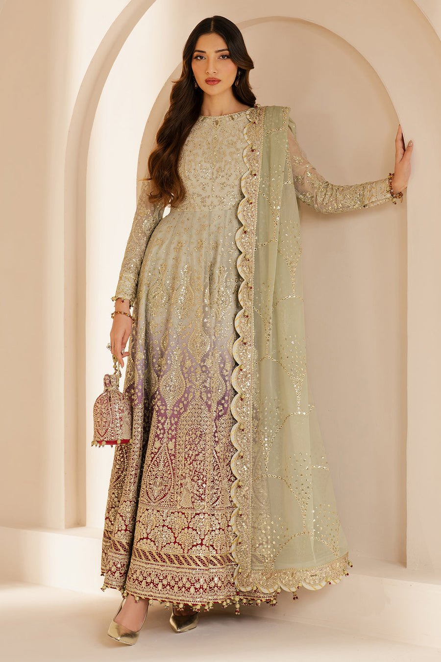 Jazmin Wedding Formal Embroidered Chiffon Unstitched 3Pc Suit WF'25-01