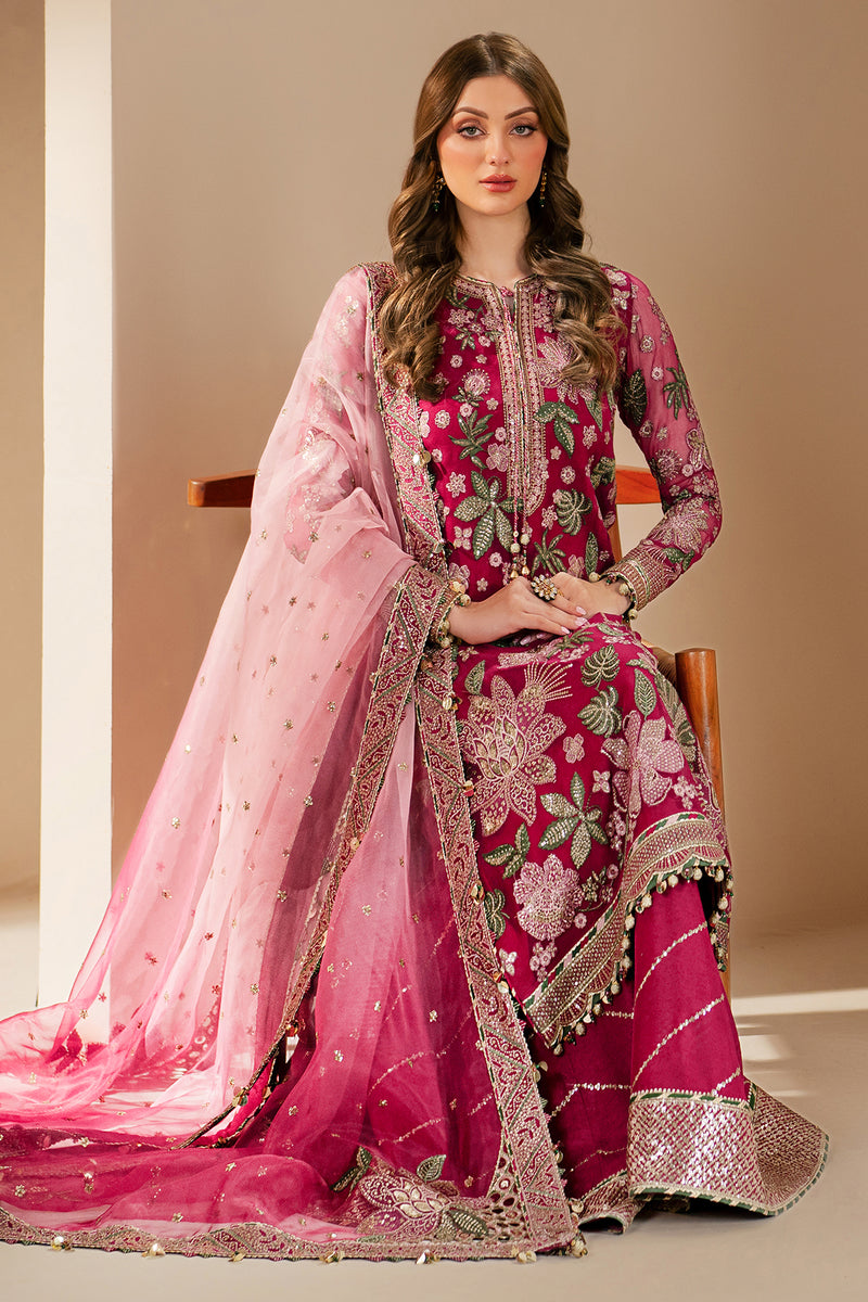 Jazmin Wedding Formal Embroidered Chiffon Unstitched 3Pc Suit WF'25-03