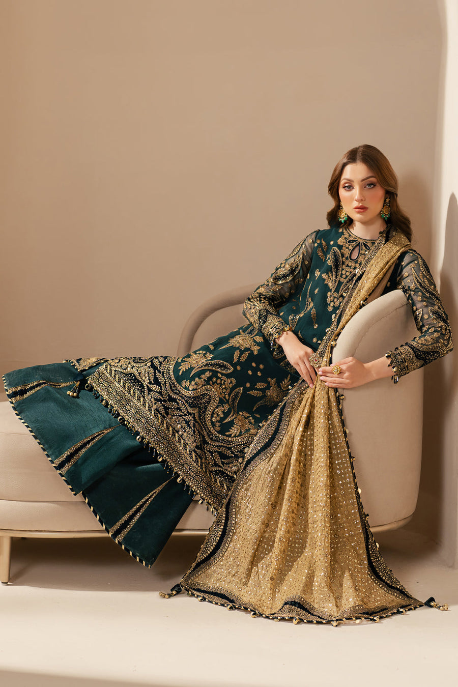 Jazmin Wedding Formal Embroidered Chiffon Unstitched 3Pc Suit WF'25-06