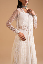 Zariya Afsanay Bareeze Net Unstitched 3Pc Suit ZB50033 WHISPER