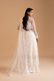 Zariya Afsanay Bareeze Net Unstitched 3Pc Suit ZB50033 WHISPER