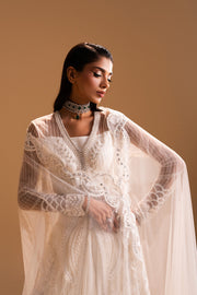Zariya Afsanay Bareeze Net Unstitched 3Pc Suit ZB50033 WHISPER