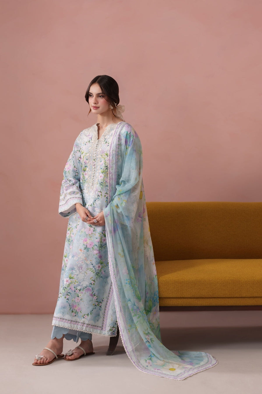Neeshay Summer Diary Embroidered Lawn Unstitched 3Pc Suit - WHISPERING IRIS