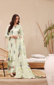 Feathers Premium Printed Lawn Unstitched 3Pc Suit WHITE BOUQUET-FT242