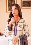 Faiza Faisal FNF Prints Unstitched Lawn 3Pc Suit - WHITY PLUM