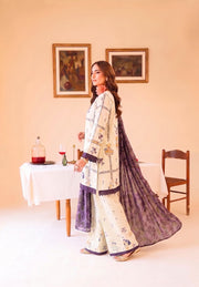 Faiza Faisal FNF Prints Unstitched Lawn 3Pc Suit - WHITY PLUM
