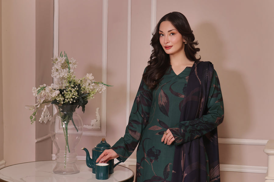 Feathers Dastak Unstitched Digital Printed Dhanak 3Pc Suit - WILLOW