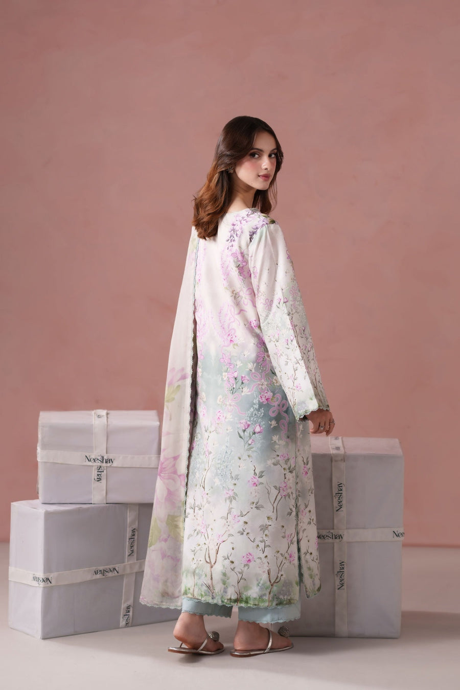 Neeshay Summer Diary Embroidered Lawn Unstitched 3Pc Suit - WISTERIA WHISPER