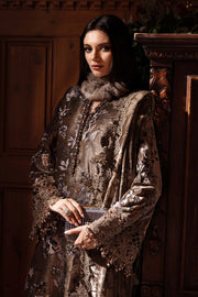 Maria.B Winter Luxe Embroidered Velvet Unstitched 3Pc Suit D-03