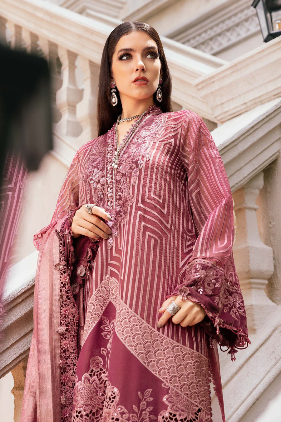 Maria.B Winter Luxe Embroidered Organza Unstitched 3Pc Suit D-04