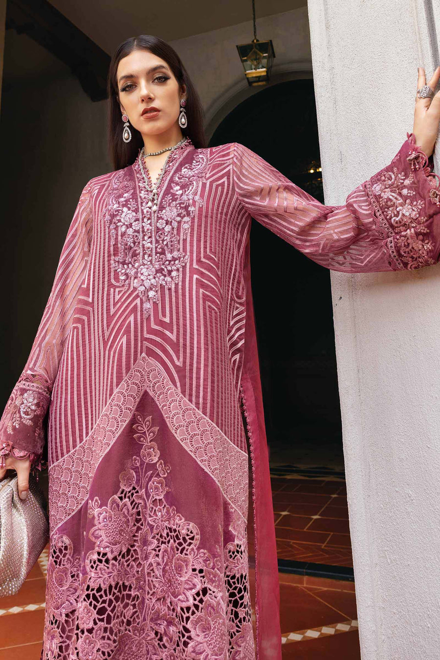 Maria.B Winter Luxe Embroidered Organza Unstitched 3Pc Suit D-04