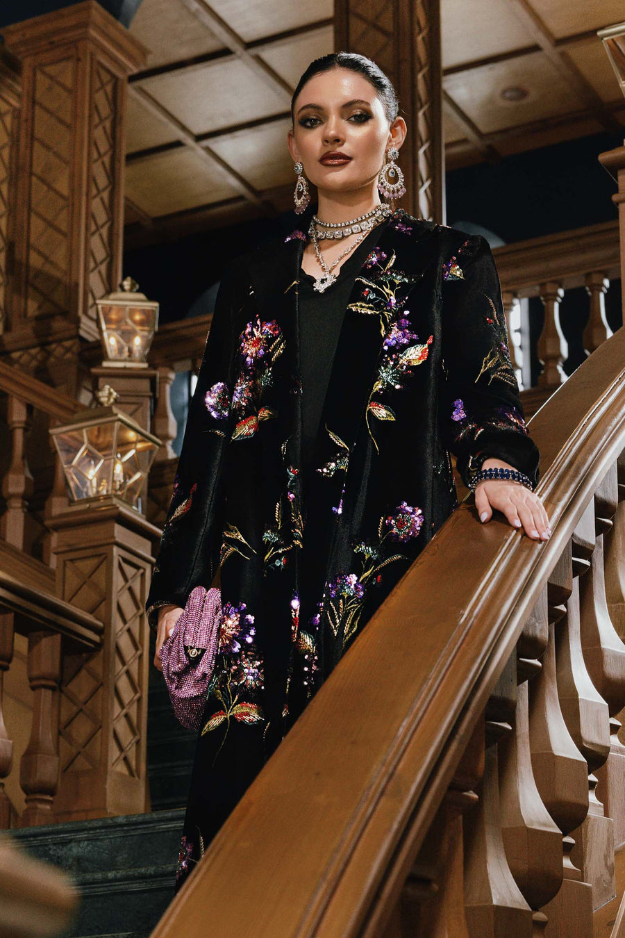 Maria.B Winter Luxe Embroidered Velvet Unstitched 3Pc Suit D-06