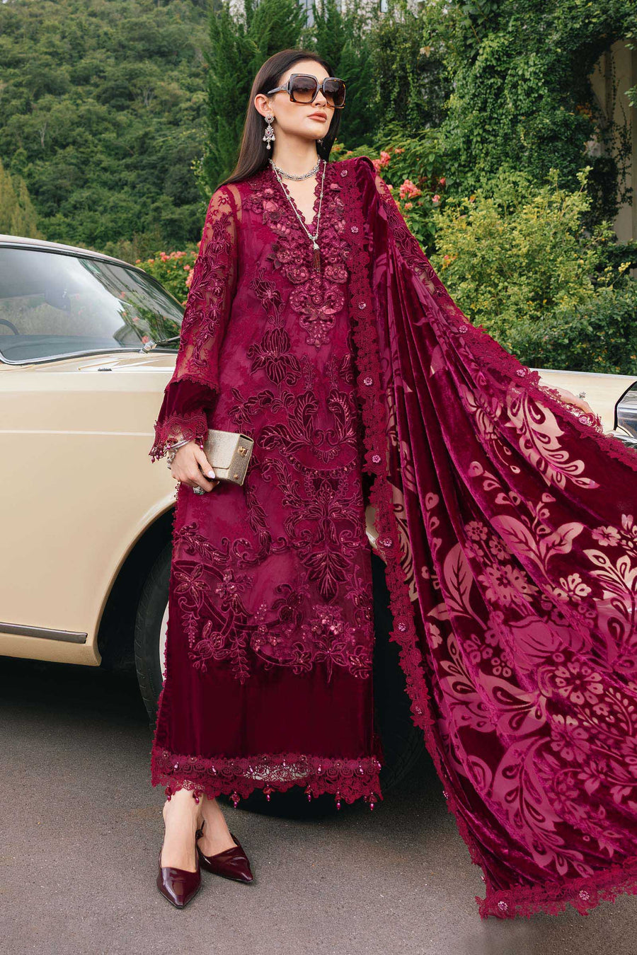 Maria.B Winter Luxe Embroidered Chantilly Unstitched 3Pc Suit D-08