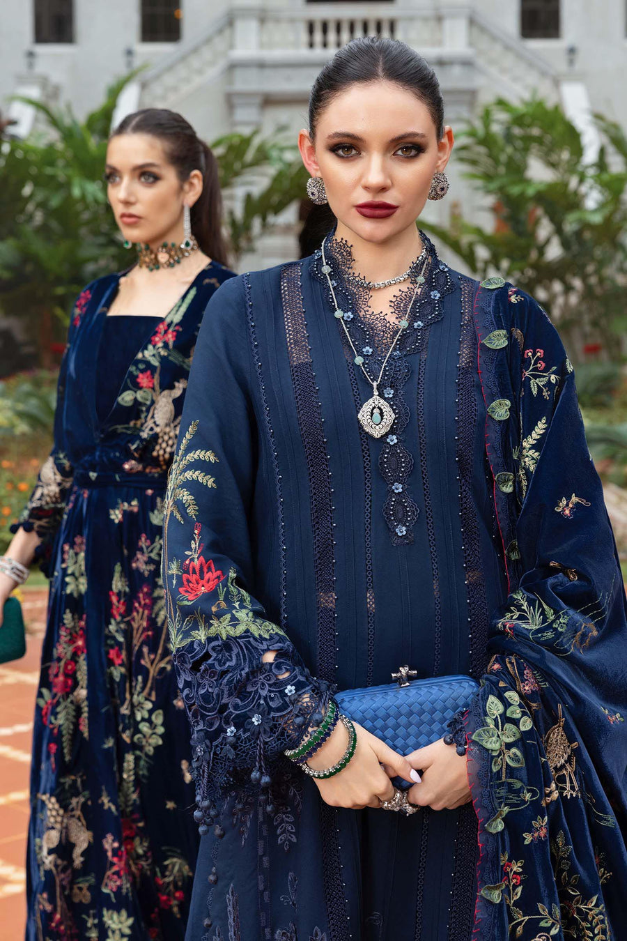 Maria.B Winter Luxe Embroidered Twill Linen Unstitched 3Pc Suit D-12
