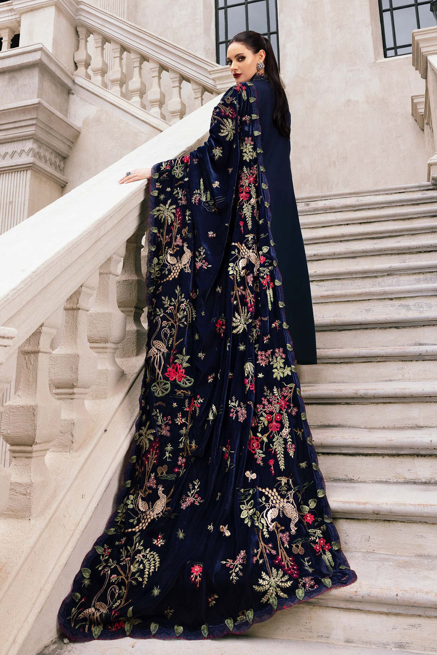 Maria.B Winter Luxe Embroidered Twill Linen Unstitched 3Pc Suit D-12