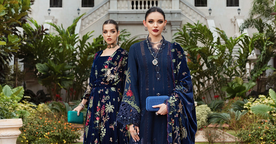 Maria.B Winter Luxe Embroidered Twill Linen Unstitched 3Pc Suit D-12