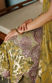 Asifa & Nabeel Plush Embroidered Viscose Unstitched 3Pc Suit WLXU-01 Olive Bloom