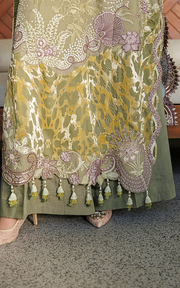 Asifa & Nabeel Plush Embroidered Viscose Unstitched 3Pc Suit WLXU-01 Olive Bloom