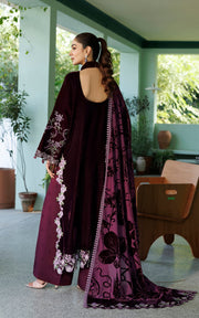 Asifa & Nabeel Plush Embroidered Velvet Unstitched 3Pc Suit WLXU-06 Wine Shine
