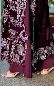 Asifa & Nabeel Plush Embroidered Velvet Unstitched 3Pc Suit WLXU-06 Wine Shine