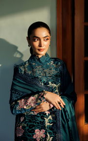Asifa & Nabeel Plush Embroidered Velvet Unstitched 3Pc Suit WLXU-08 Belle