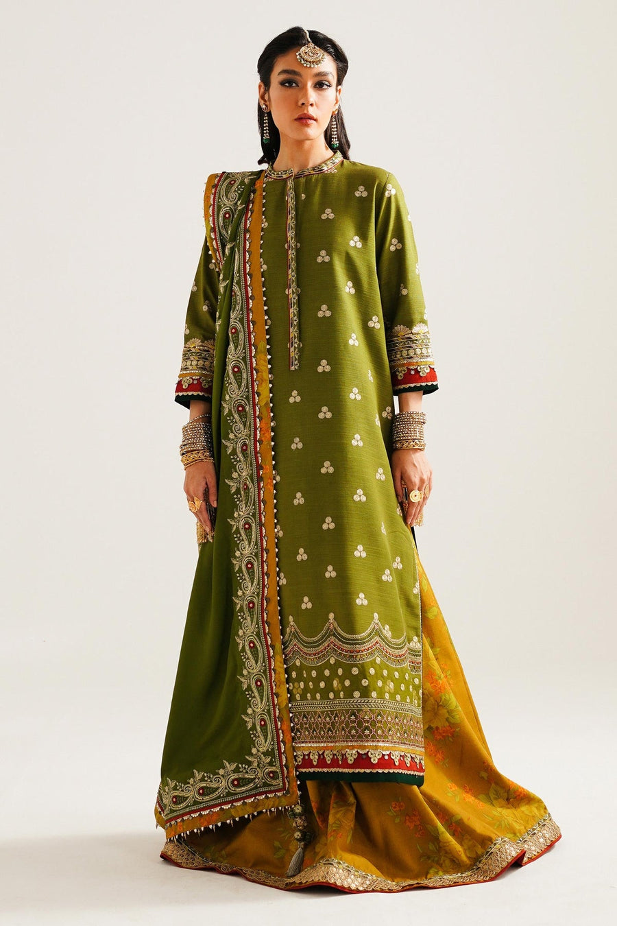 Zara Shahjahan Winter Unstitched Embroidered Khaddar 3Pc Suit WS23-D6