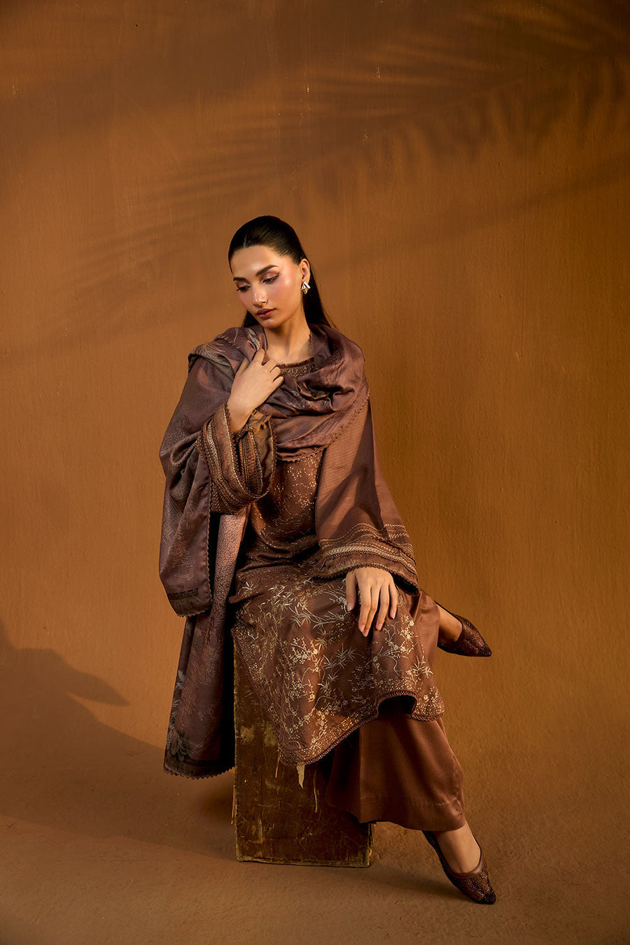 Sobia Nazir Embroidered Herringbone Unstitched 3Pc Suit WS25-1B