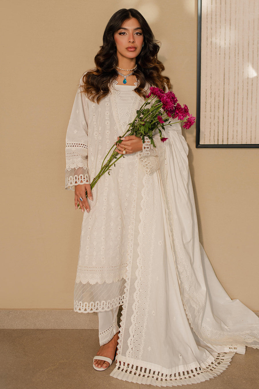 Zellbury Embroidered Chikankari Cotton Unstitched 3Pc Suit WUC24E30704