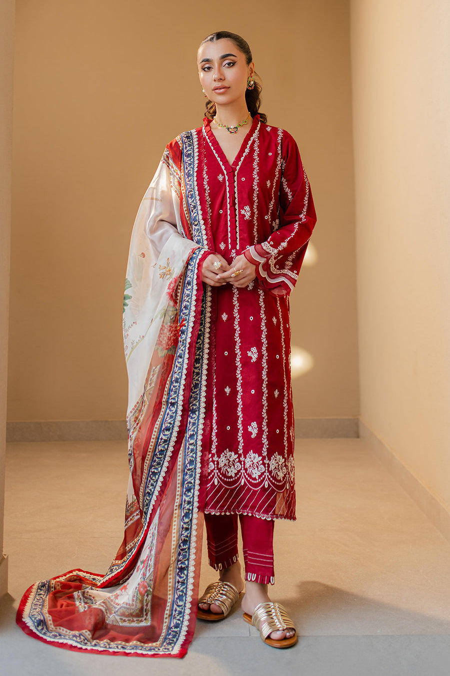 Zellbury Embroidered Chikankari Cotton Unstitched 3Pc Suit WUC24E30710