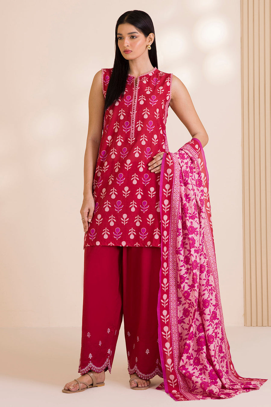 Zellbury Embroidered Cotton Unstitched 3Pc Suit WUC25E30042