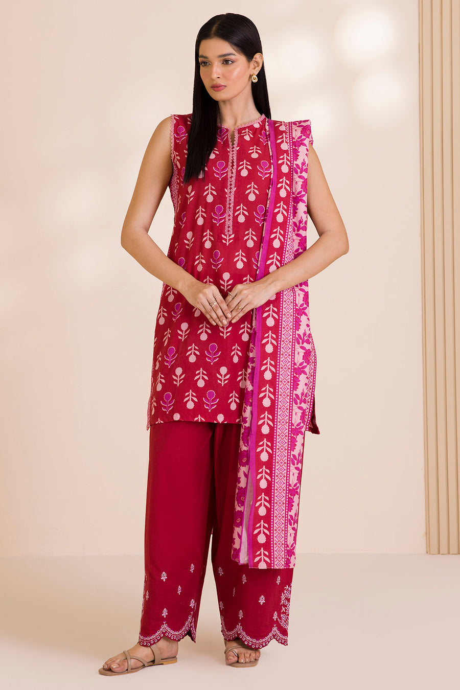 Zellbury Embroidered Cotton Unstitched 3Pc Suit WUC25E30042