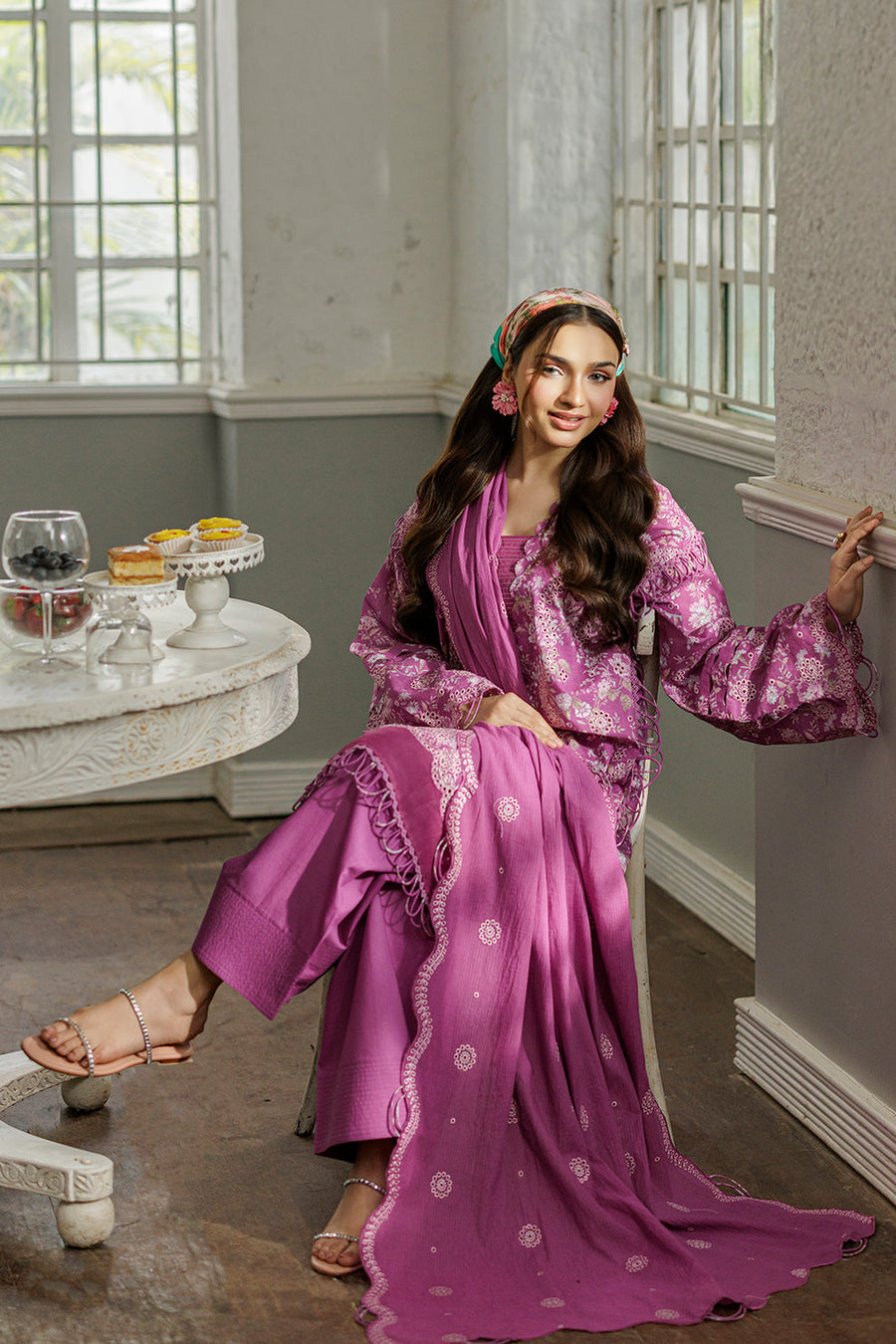 Zellbury Chikankari Embroidered Cotton Unstitched 3Pc Suit WUC25E34027