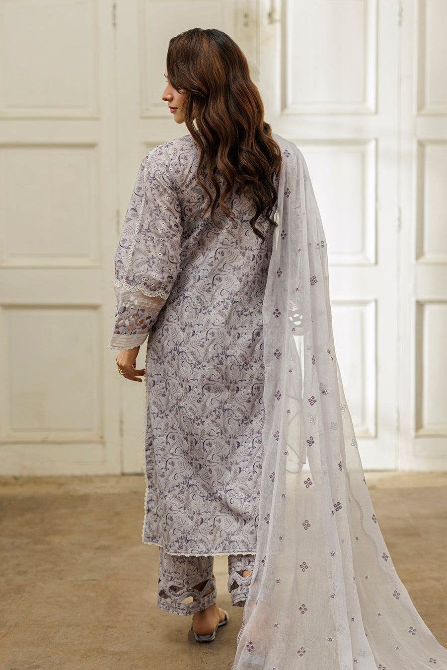 Zellbury Chikankari Embroidered Cotton Unstitched 3Pc Suit WUC25E34030