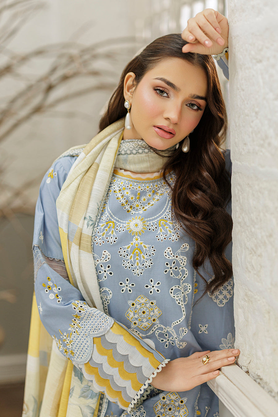 Zellbury Chikankari Embroidered Cotton Unstitched 3Pc Suit WUC25E34041