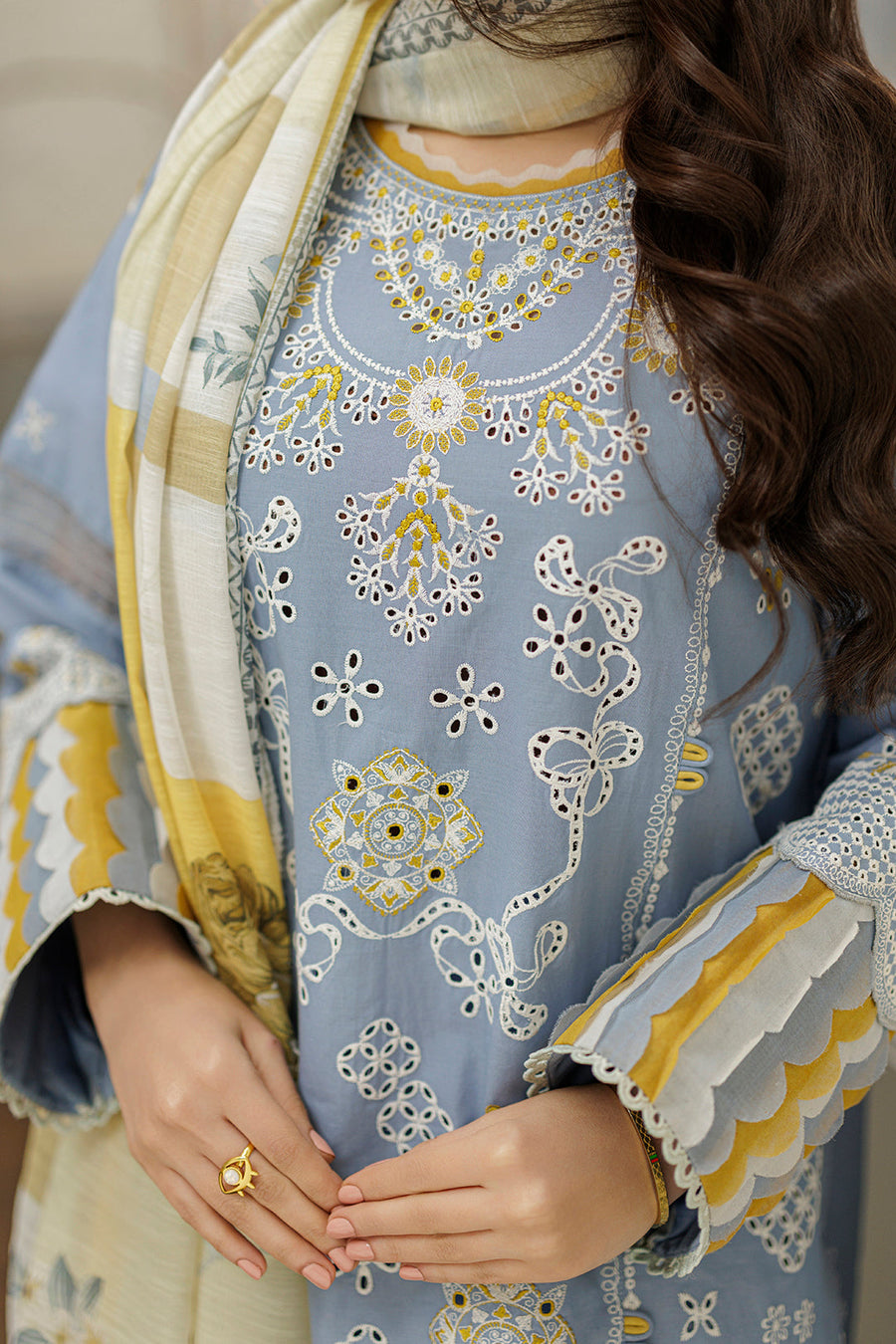 Zellbury Chikankari Embroidered Cotton Unstitched 3Pc Suit WUC25E34041