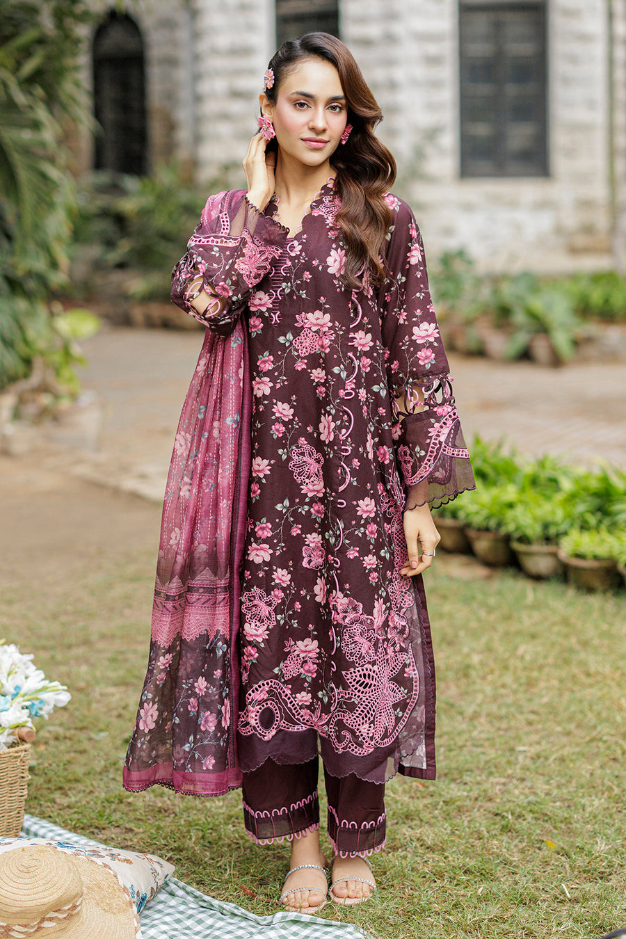 Zellbury Chikankari Embroidered Cotton Unstitched 3Pc Suit WUC25E34040