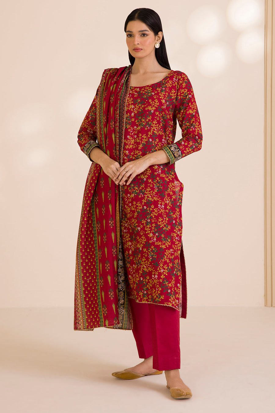 Zellbury Printed Cotton Unstitched 3Pc Suit WUC25X30017
