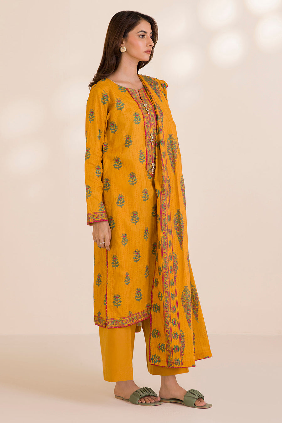 Zellbury Printed Cotton Unstitched 3Pc Suit WUC25X30021