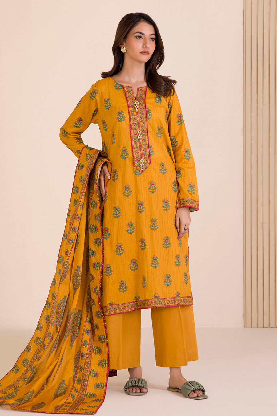 Zellbury Printed Cotton Unstitched 3Pc Suit WUC25X30021